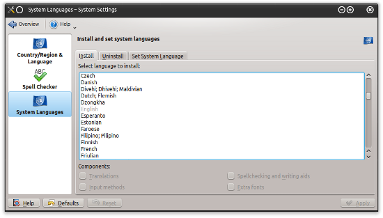 KDE new languages