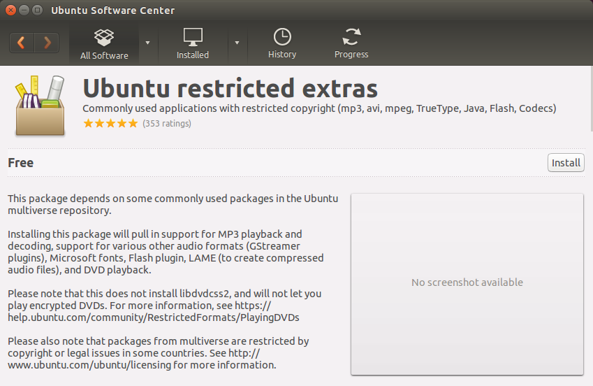 Ubuntu restricted extras