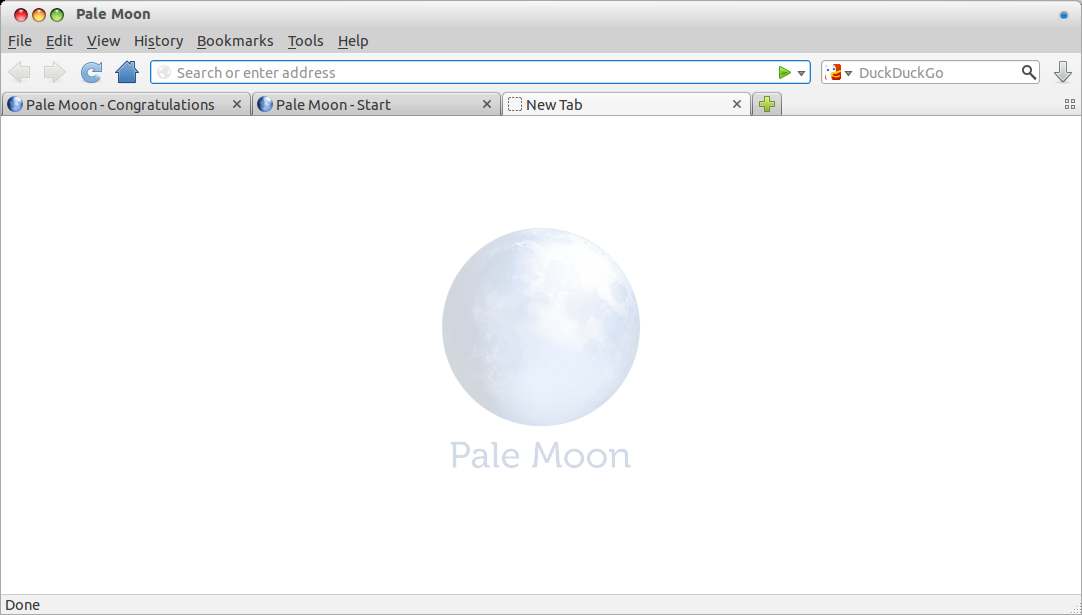 Pale Moon new tab page
