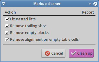 Markup cleanup