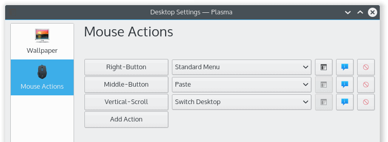 Mouse actions